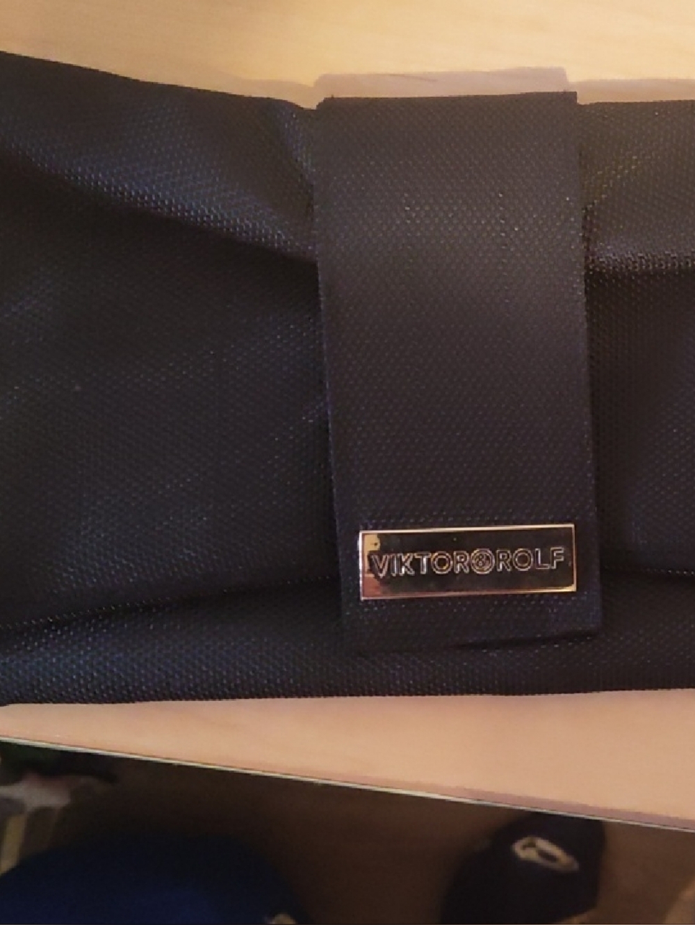 Viktor & Rolf Black Crossbody Pouch with Gold Logo Plaque